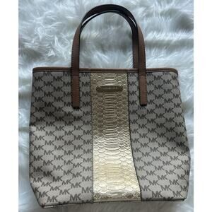 Michael Kors Brown Signature Tote Gold Texture. Excellent Condition!!129